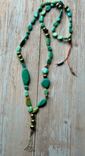 Load image into Gallery viewer, SALTY COLLECTION Mixed Turquoise and Green Freshwater Pearl Hand Knotted Necklace
