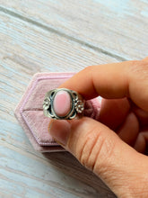 Load image into Gallery viewer, Floral Pink Conch Sterling Silver Wideband Ring, Size 9
