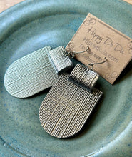 Load image into Gallery viewer, Silver Boho Geo Silver Leather Dangle Earrings,

