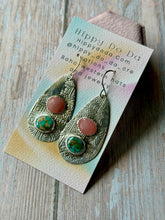 Load image into Gallery viewer, Guava Quartz and Sonoran Gold Boho Sterling Silver Earrings
