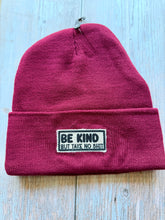 Load image into Gallery viewer, Be Kind But Take No Shit Knit Slouched Garnet Beanie
