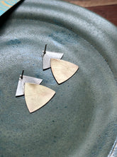 Load image into Gallery viewer, Mixed Metal Modern Trillion Post Earrings
