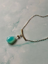 Load image into Gallery viewer, Color Therapy Aqua Chalcedony Mixed Metal Goddess Necklace
