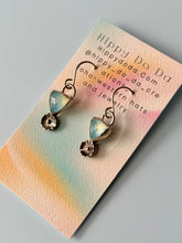 Load image into Gallery viewer, Petite Petal Aquamarine Sterling Silver Dangle Earrings
