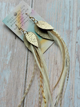 Load image into Gallery viewer, Light As A Feather FUN Rooster Feather Gold Earrings
