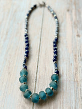 Load image into Gallery viewer, Autumn Refresh Vintage Sea Glass and Sodalite Gemstone Necklace
