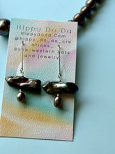Load image into Gallery viewer, Beautiful Peacock Iridescent Luster  Pearl Sterling Silver Dangle Earrings
