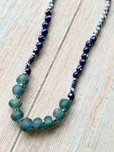 Load image into Gallery viewer, Autumn Refresh Vintage Sea Glass and Sodalite Gemstone Necklace
