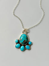 Load image into Gallery viewer, Kingman Turquoise Flower Cluster Sterling Silver Necklace
