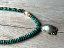 Load image into Gallery viewer, SALTY COLLECTION Mabe Pearl and Smoky Kingman Graduated Turquoise Necklace
