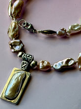 Load image into Gallery viewer, Mermaid Blushful Baroque  Pearl Sterling Silver Statement Necklace
