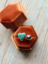 Load image into Gallery viewer, Hubei Turquoise and Pyrite Sterling Silver Open Ring
