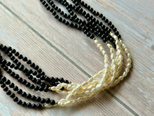 Load image into Gallery viewer, Black Onyx and Rice Pearl Gold Fill Multistrand Vintage Necklace
