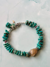 Load image into Gallery viewer, Rutilated Golden Quartz and Hubei Turquoise Sterling Silver Bracelet
