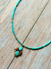 Load image into Gallery viewer, Southwestern Vintage Kingman Turquoise Tube Silver Necklace
