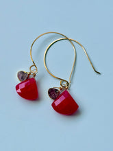 Load image into Gallery viewer, Treasure Trunk Pink Opal and Pink Chalcedony Gemstone Hammered Dangle Earrings
