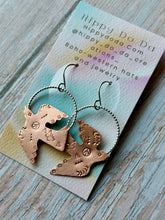 Load image into Gallery viewer, Mixed Metal Hand Stamped Copper and Sterling Silver Birdie Dangles
