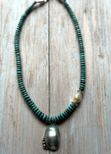 Load image into Gallery viewer, SALTY COLLECTION Mabe Pearl and Smoky Kingman Graduated Turquoise Necklace

