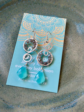 Load image into Gallery viewer, Bohemian Labradorite and Aqua Chalcedony Asymmetrical Sterling Silver Earrings
