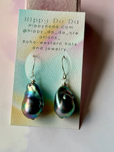 Load image into Gallery viewer, Mermaid Large Iridescent Peacock Baroque Pearl Sterling Silver Earrings
