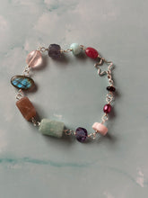 Load image into Gallery viewer, Color Therapy Sterling Silver Rainbow Gemstone Bracelet
