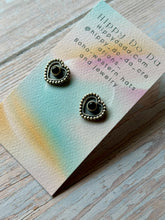 Load image into Gallery viewer, Black Onxy Heart Shaped Sterling Silver Post Earrings
