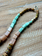 Load image into Gallery viewer, Peach Moonstone and Turquoise Beaded Necklace
