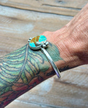 Load image into Gallery viewer, Matte Sterling Silver Kingman Turquoise Cuff Bracelet
