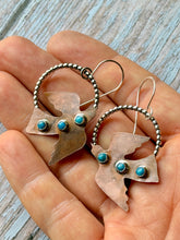 Load image into Gallery viewer, Kingman Turquoise Copper and Sterling Silver Birdie Dangles
