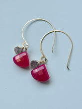 Load image into Gallery viewer, Treasure Trunk Pink Opal and Pink Chalcedony Gemstone Hammered Dangle Earrings

