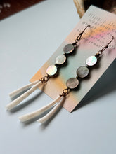 Load image into Gallery viewer, Native Black Mother of Pearl  Shell and Dentalium Shell Dangle Earrings
