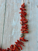 Load image into Gallery viewer, Red Coral Stick and Liquid SterlingSilver Necklace
