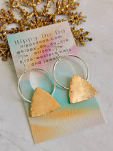 Load image into Gallery viewer, TBFL Collection, Mixed Metal Brass Trillion Dangle Earrings
