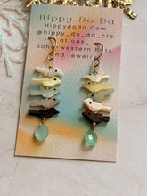 Load image into Gallery viewer, TBFL Collection, Fetish Birds on a Wire, Gold Filk Dangle Earrings
