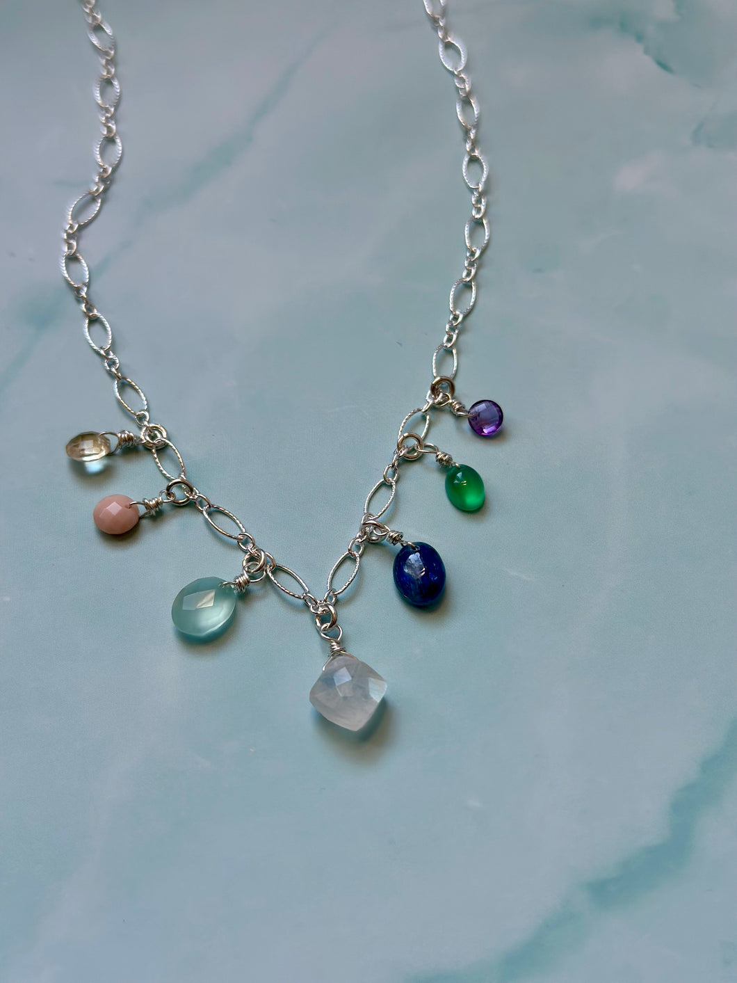 Charming Multigemstone Sterling Silver Necklace