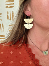 Load image into Gallery viewer, Boho Half Moon Tulip Brass Dangles
