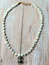 Load image into Gallery viewer, White Marbled Howlite and Vintage Silver Pendant Necklace
