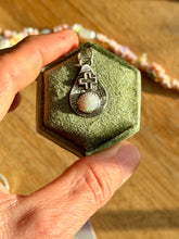 Load image into Gallery viewer, Oxidized Australian Opal and Cross Sterling Silver Pendant
