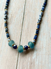 Load image into Gallery viewer, Autumn Refresh Vintage Sea Glass and Sodalite Gemstone Necklace

