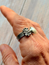 Load image into Gallery viewer, Floral Pearl Open Ended Sterling Silver Ring
