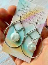 Load image into Gallery viewer, Freshwater Coin Pearl Sterling Silver Teardrop Earrings
