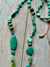 Load image into Gallery viewer, SALTY COLLECTION Mixed Turquoise and Green Freshwater Pearl Hand Knotted Necklace
