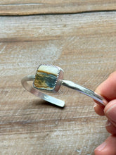 Load image into Gallery viewer, Matte Sterling Silver Picturesque Starry Night Jasper Cuff Bracelet
