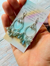 Load image into Gallery viewer, Vintage Labradorite and Grey Freshwater Sterling Silver Dangle Earrings
