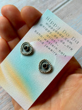 Load image into Gallery viewer, Black Onxy Heart Shaped Sterling Silver Post Earrings
