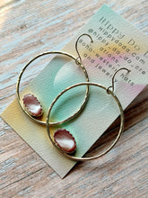Load image into Gallery viewer, Pink Mussel Shell Sterling Silver Hoop Dangle Earrings
