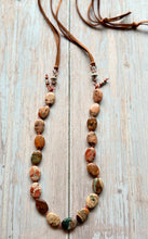 Load image into Gallery viewer, Autumn Refresh  Rugged Red Creek Jasper Leather Adjustable Necklace
