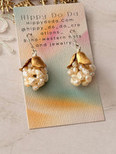 Load image into Gallery viewer, TBFL Collection, Mixed Metal Rice Pearls Petal Dangle Earrings
